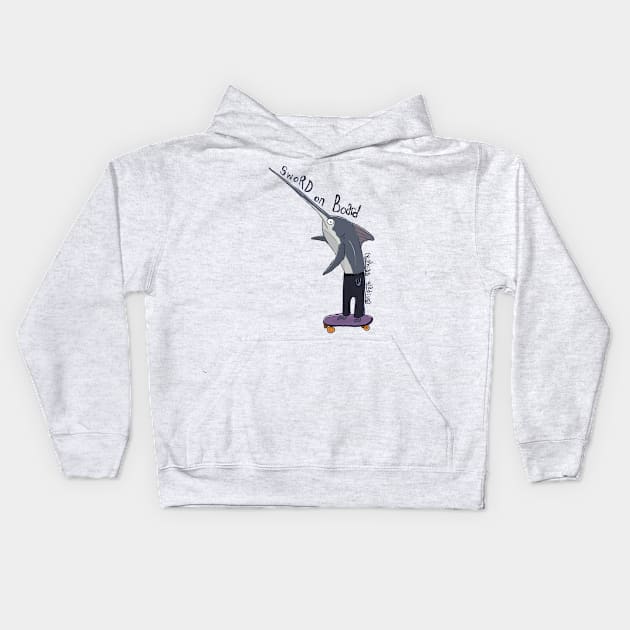 Sword on Board Kids Hoodie by Animal Surrealism